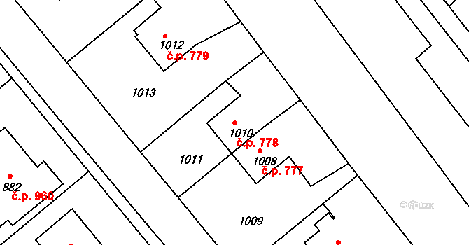 Rýmařov 778 na parcele st. 1010 v KÚ Rýmařov, Katastrální mapa