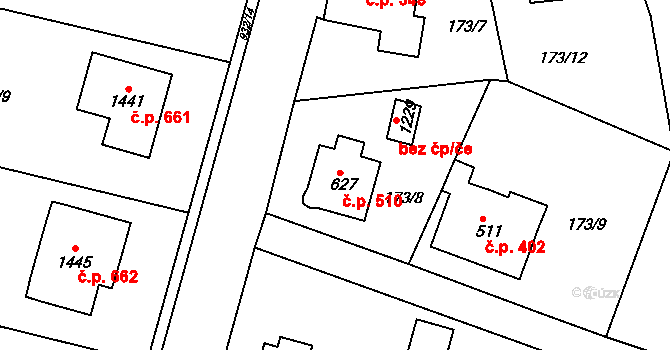 Hejnice 510 na parcele st. 627 v KÚ Hejnice, Katastrální mapa
