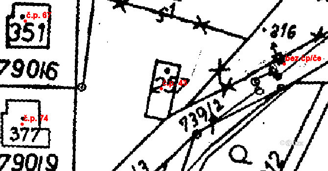 Vesec 43, Mírová pod Kozákovem na parcele st. 257 v KÚ Vesec pod Kozákovem, Katastrální mapa