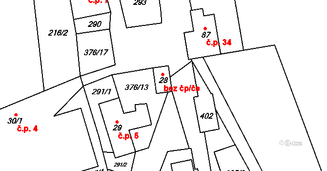 Volavec 5, Radostná pod Kozákovem na parcele st. 29 v KÚ Volavec, Katastrální mapa