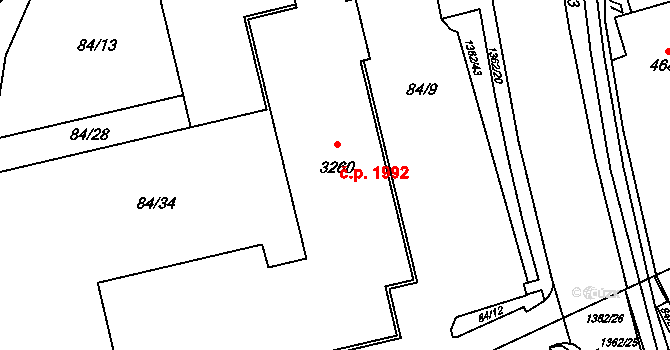 Blansko 1992 na parcele st. 3260 v KÚ Blansko, Katastrální mapa