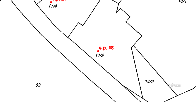 Koubalova Lhota 18, Klučenice na parcele st. 11/2 v KÚ Koubalova Lhota, Katastrální mapa