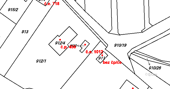 Brná 1012, Ústí nad Labem na parcele st. 912/2 v KÚ Brná nad Labem, Katastrální mapa