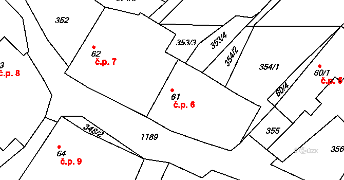 Prochody 6, Újezd u Chocně na parcele st. 61 v KÚ Újezd u Chocně, Katastrální mapa