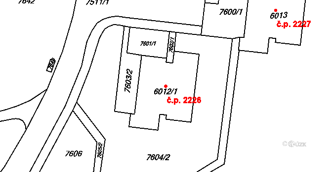 Líšeň 2226, Brno na parcele st. 6012/1 v KÚ Líšeň, Katastrální mapa
