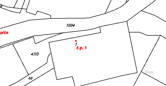 Čeraz 1, Vesce na parcele st. 1 v KÚ Čeraz, Katastrální mapa