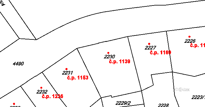 Teplice 1139 na parcele st. 2230 v KÚ Teplice, Katastrální mapa