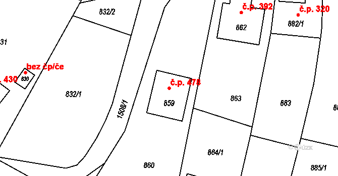 Jablůnka 478 na parcele st. 859 v KÚ Jablůnka, Katastrální mapa