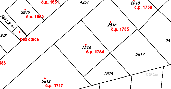 Dejvice 1754, Praha na parcele st. 2814 v KÚ Dejvice, Katastrální mapa