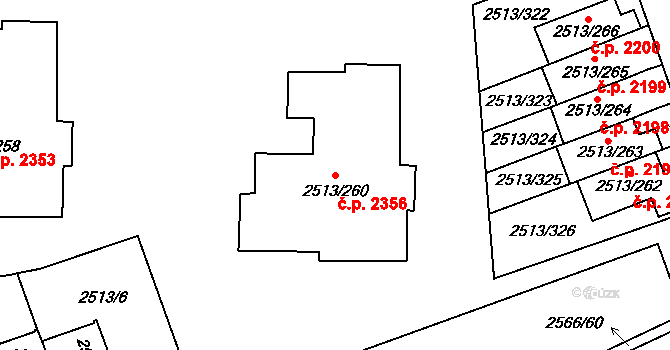 Dejvice 2356, Praha na parcele st. 2513/260 v KÚ Dejvice, Katastrální mapa