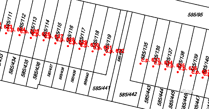 Bohnice 632, Praha na parcele st. 585/119 v KÚ Bohnice, Katastrální mapa