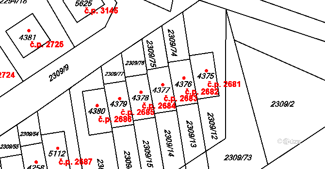 Dvůr Králové nad Labem 2683 na parcele st. 4377 v KÚ Dvůr Králové nad Labem, Katastrální mapa