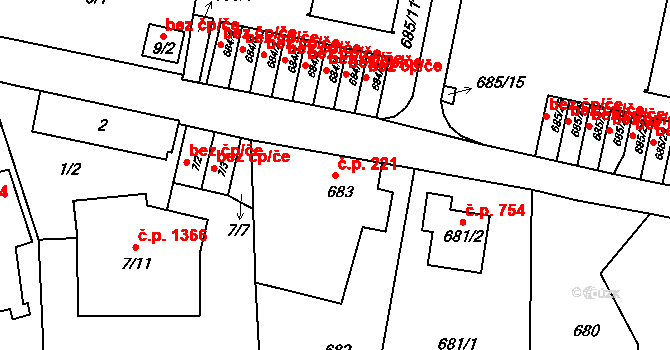 Liberec XIV-Ruprechtice 221, Liberec na parcele st. 683 v KÚ Ruprechtice, Katastrální mapa