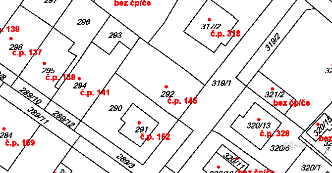 Pražské Předměstí 145, Bílina na parcele st. 292 v KÚ Bílina, Katastrální mapa