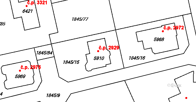 Šumperk 2929 na parcele st. 5910 v KÚ Šumperk, Katastrální mapa