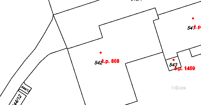 Lutyně 808, Orlová na parcele st. 542 v KÚ Horní Lutyně, Katastrální mapa