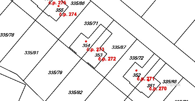 Tachlovice 272 na parcele st. 353 v KÚ Tachlovice, Katastrální mapa