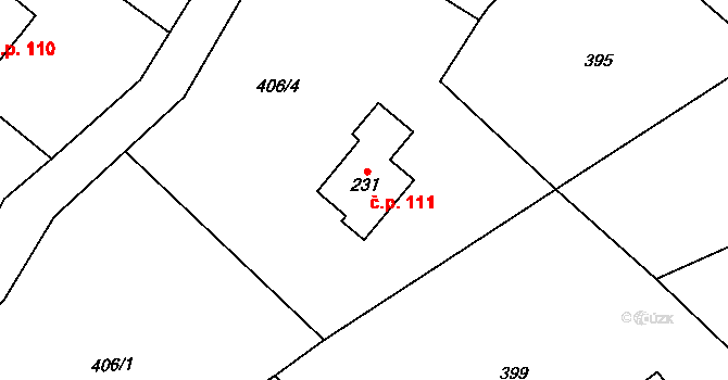 Lestkov 111, Radostná pod Kozákovem na parcele st. 231 v KÚ Lestkov pod Kozákovem, Katastrální mapa