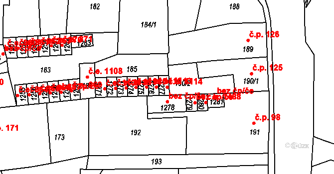 Děčín III-Staré Město 1114, Děčín na parcele st. 1277 v KÚ Děčín-Staré Město, Katastrální mapa