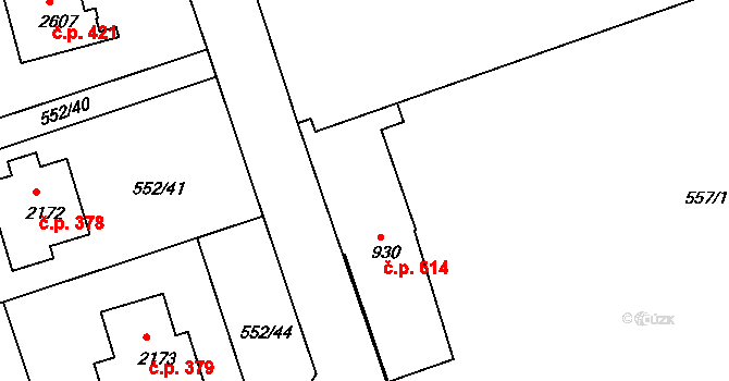 Horní Brána 614, Český Krumlov na parcele st. 930 v KÚ Český Krumlov, Katastrální mapa