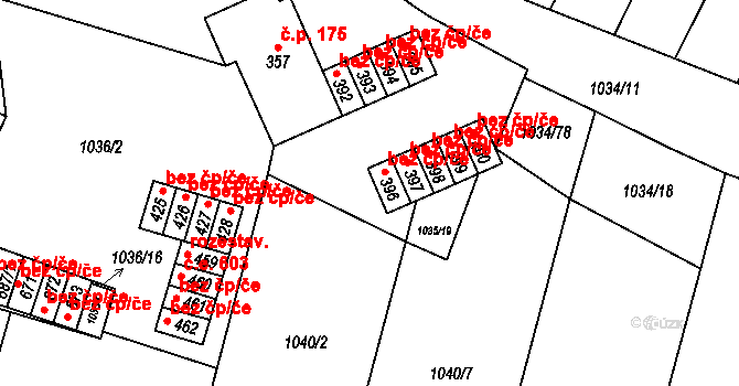 Jistebnice 40923894 na parcele st. 396 v KÚ Jistebnice, Katastrální mapa