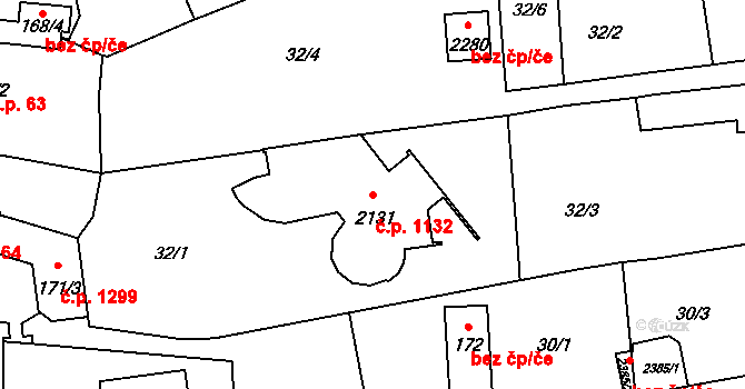 Malenovice 1132, Zlín na parcele st. 2131 v KÚ Malenovice u Zlína, Katastrální mapa