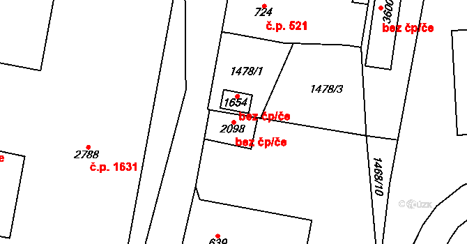 Vrchlabí 42126894 na parcele st. 2098 v KÚ Vrchlabí, Katastrální mapa