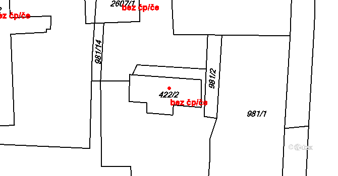 Milevsko 43179894 na parcele st. 422/2 v KÚ Milevsko, Katastrální mapa