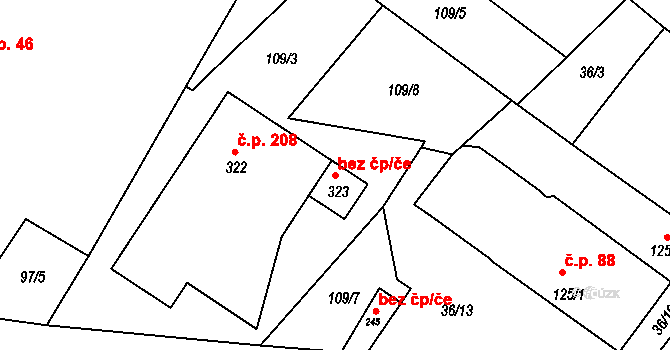 Plavsko 43208894 na parcele st. 323 v KÚ Plavsko, Katastrální mapa