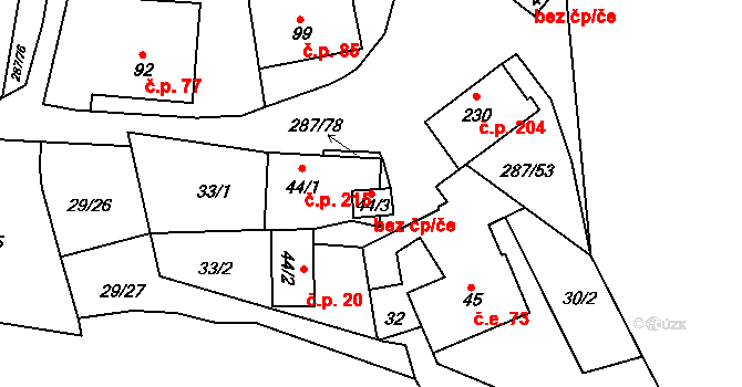 Tetín 43428894 na parcele st. 44/3 v KÚ Tetín u Berouna, Katastrální mapa