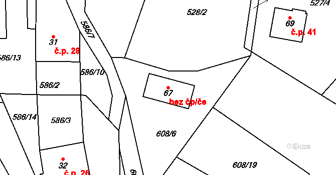 Ujčov 44134894 na parcele st. 67 v KÚ Lískovec u Nedvědice, Katastrální mapa