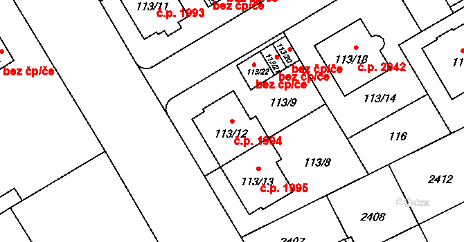 Předměstí 1994, Opava na parcele st. 113/12 v KÚ Opava-Předměstí, Katastrální mapa