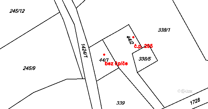 Jeřmanice 46993894 na parcele st. 44/1 v KÚ Jeřmanice, Katastrální mapa