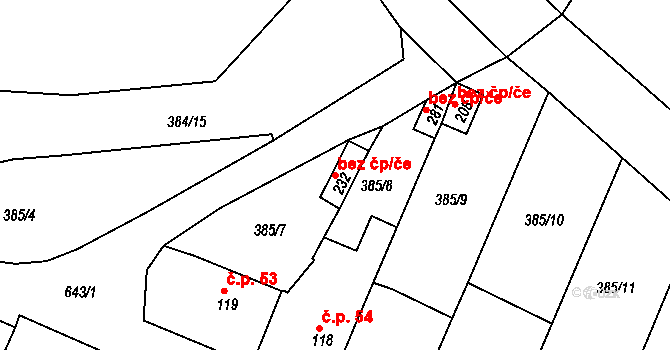 Bžany 47913894 na parcele st. 232 v KÚ Bžany, Katastrální mapa
