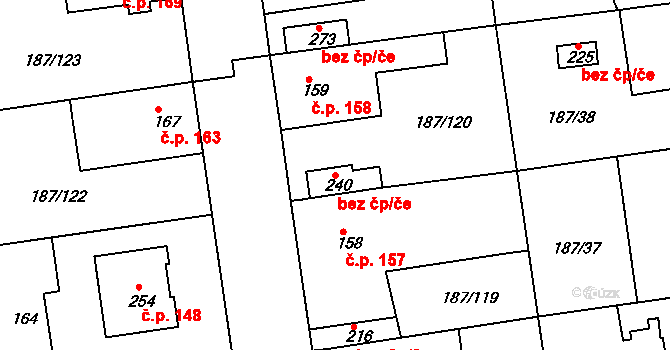 Všechlapy 49336894 na parcele st. 240 v KÚ Všechlapy u Nymburka, Katastrální mapa