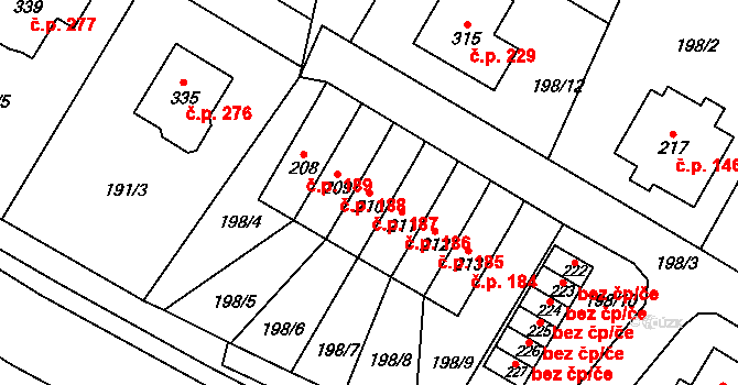 Horní Libchavy 187, Libchavy na parcele st. 210 v KÚ Horní Libchavy, Katastrální mapa