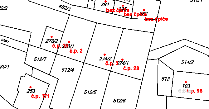Čenkovice 3 na parcele st. 274/2 v KÚ Čenkovice, Katastrální mapa