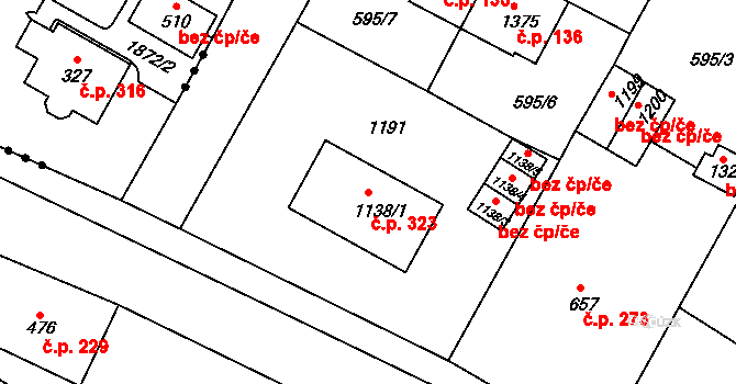 Broumov 323 na parcele st. 1138/1 v KÚ Broumov, Katastrální mapa