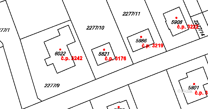 Dvůr Králové nad Labem 3176 na parcele st. 5821 v KÚ Dvůr Králové nad Labem, Katastrální mapa