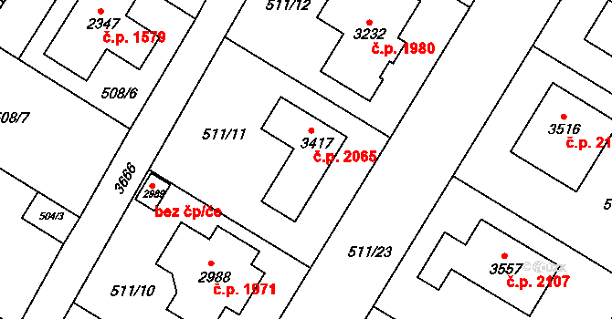 Lysá nad Labem 2065 na parcele st. 3417 v KÚ Lysá nad Labem, Katastrální mapa