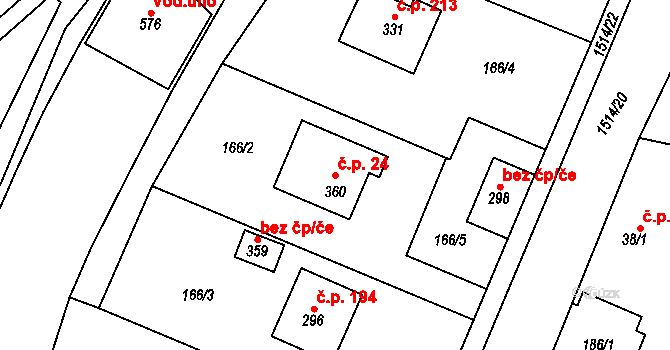 Rejhotice 24, Loučná nad Desnou na parcele st. 360 v KÚ Rejhotice, Katastrální mapa