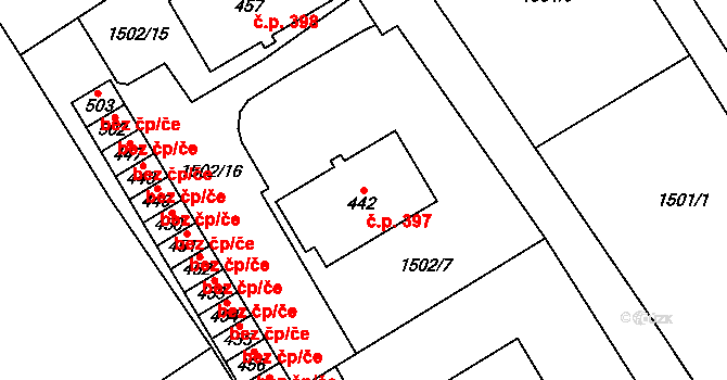 Libhošť 397 na parcele st. 442 v KÚ Libhošť, Katastrální mapa