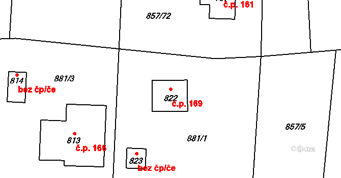 Dolní Sklenov 169, Hukvaldy na parcele st. 822 v KÚ Sklenov, Katastrální mapa