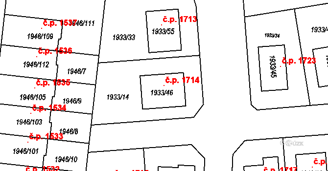 Holešov 1714 na parcele st. 1933/46 v KÚ Holešov, Katastrální mapa