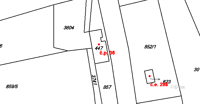 Michovka 36, Koberovy na parcele st. 447 v KÚ Besedice, Katastrální mapa