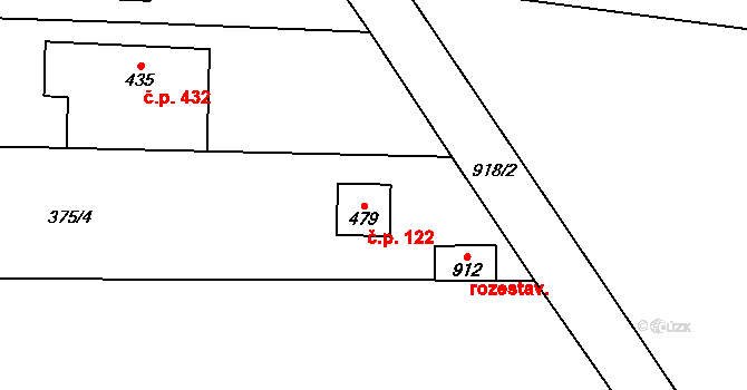 Kokonín 122, Jablonec nad Nisou na parcele st. 479 v KÚ Kokonín, Katastrální mapa
