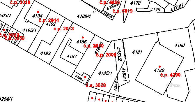 Jihlava 2009 na parcele st. 4184/1 v KÚ Jihlava, Katastrální mapa