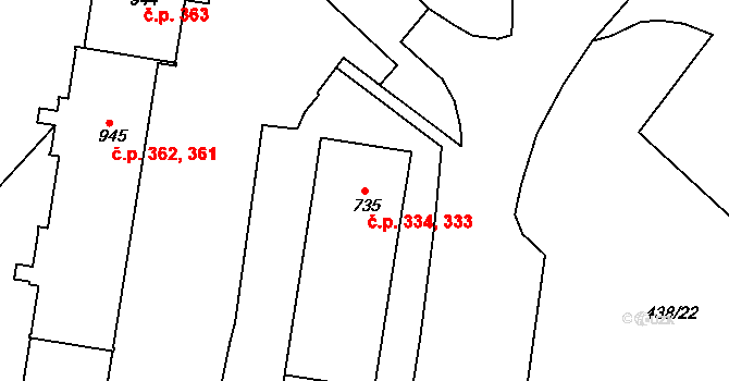 Františkovy Lázně 333,334 na parcele st. 735 v KÚ Františkovy Lázně, Katastrální mapa