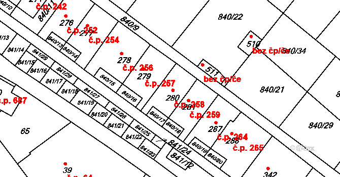 Luka nad Jihlavou 258 na parcele st. 280 v KÚ Luka nad Jihlavou, Katastrální mapa
