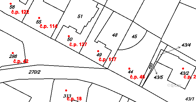 Děčín VII-Chrochvice 117, Děčín na parcele st. 49 v KÚ Chrochvice, Katastrální mapa